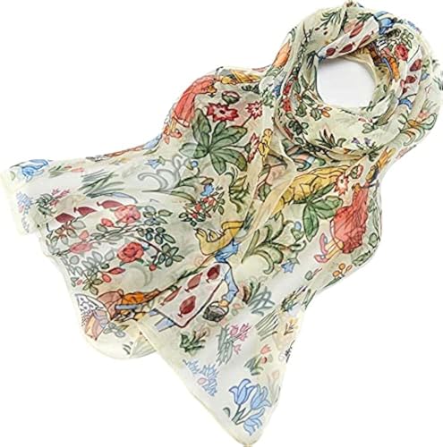Signare Womens 100% Silk Lightweight and soft Scarf/Headwear (Alice in Wonderland)