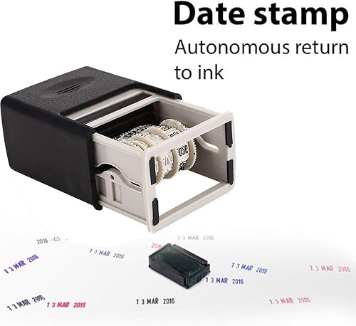 Miniatura 5 de Sellos de fecha, 1 unidad, autoentintado, sello de fecha en inglés, mini palabras, rueda de plástico, juego de lodo en relieve, suministros de