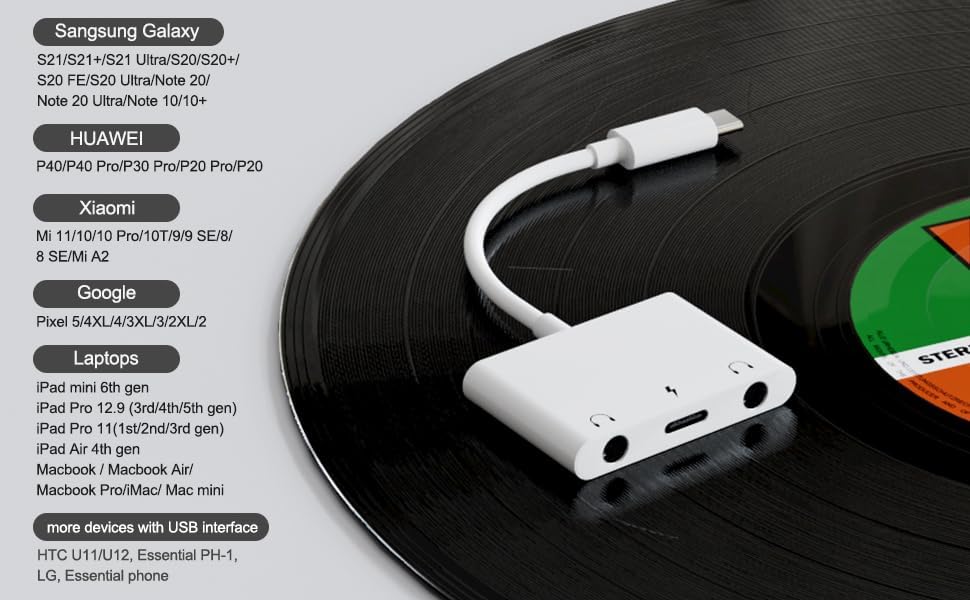 UWECAN USB C to 3.5mm Audio Adapter, 3 in 1 Aux to USB C Headphone Splitter Dual 3.5mm Audio Jack and PD 60W Fast Charging, Compatible for iPhone 15 16,Galaxy S22 S21/Note 20,Pixel 4 3 XL,Huawei,etc