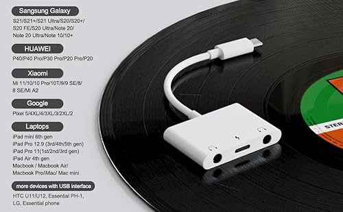 UWECAN USB C to 3.5mm Audio Jack Adapter, 3 in 1 Aux to USB C Dual 3.5mm Headphone Splitter with 60W Fast Charging, for iPhone 16 Pro Max/16 Pro/15, Pad Pro,Galaxy Pixel, Google, etc - Image 5