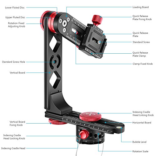 Neewer Tête de Trépied Support Gimbal Panoramique Alliage Aluminium avec Plaque Rapide 1/4 Pouce Standard et Etui,Charge Admissible 10kg Compatible avec DSLR Nikon Canon Sony - Image 4