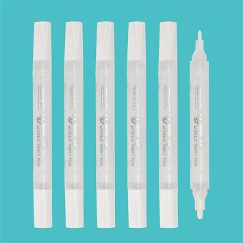 ZEYAR Dual Tip Acrylic Paint Pens, Medium Tip and Extra Fine Tip, Water Based Acrylic & Waterproof Ink, Assorted Colors, Works on Rock, Wood, Glass, Metal, Ceramic and More 6 White Color