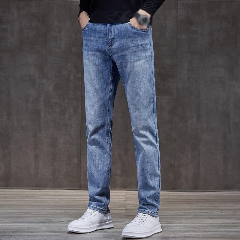 Slim Straight Leg High Stretch Leg Skinny Jeans Solid Color Pants for Men3