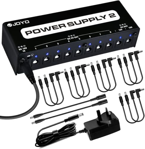 JOYO Guitar Effect Pedal Power Supply Isolated 9V 12V 18V (100mA 500mA) 10 Outputs Jacks with Isolate Short-Circuit and Overload Protection (JP-02)