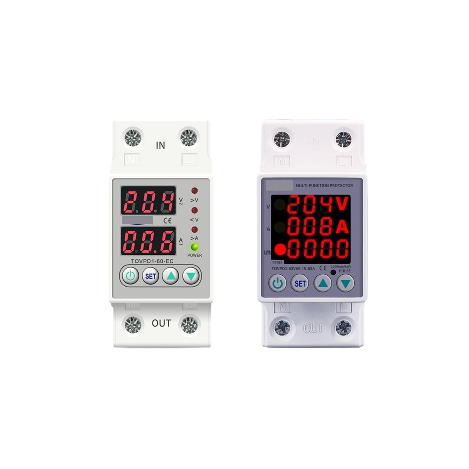 Relais de protection de courant réglable 100A 230V pour rail DIN