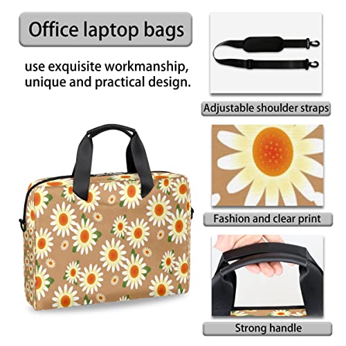 Funda de portátil con flores margaritas de 13 a 16 pulgadas tipo maletín de hombro 6