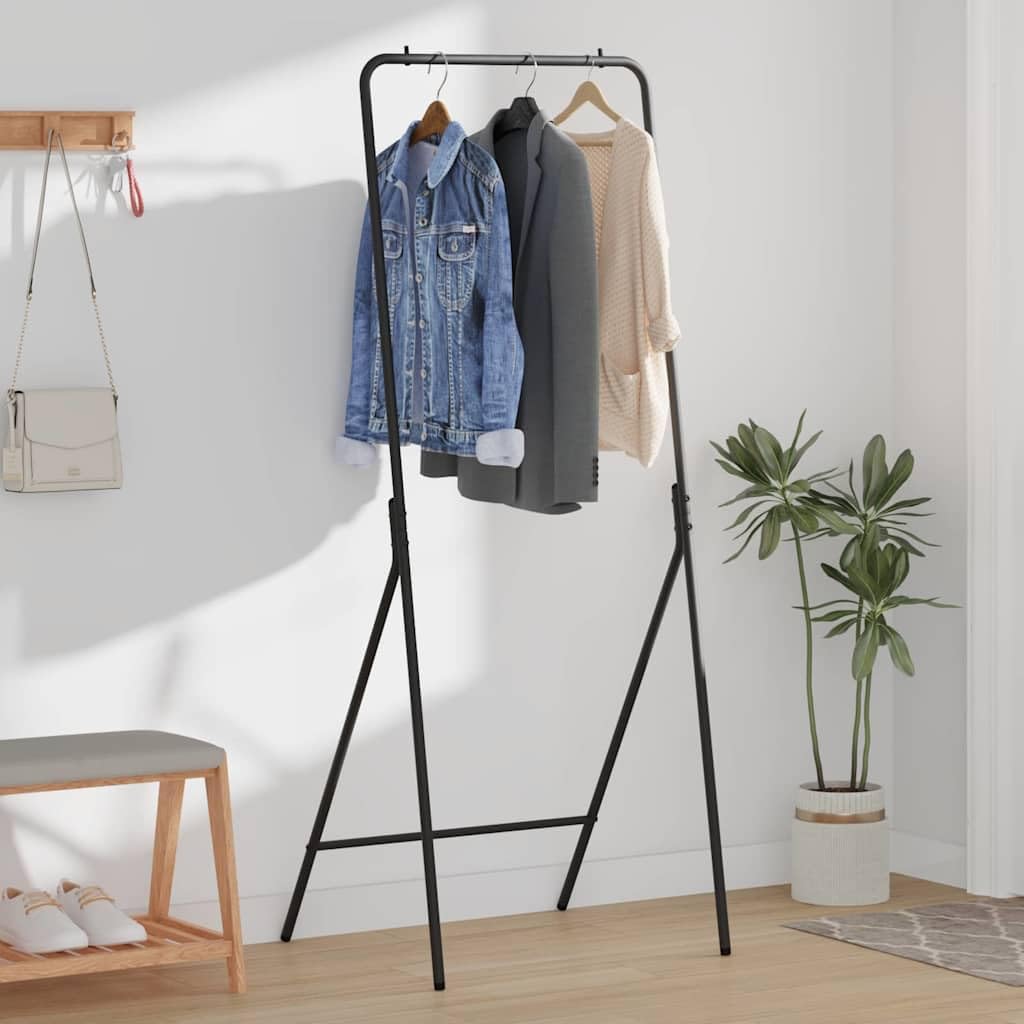 Stojak na ubrania stal 60 x 53 x 155 cm z półkami, czarny
