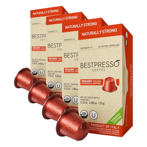 Image of Organic USDA Bestpresso Coffee Aluminum Espresso Pods For Nespresso Original Machine 480 Pack (Naturally Strong)
