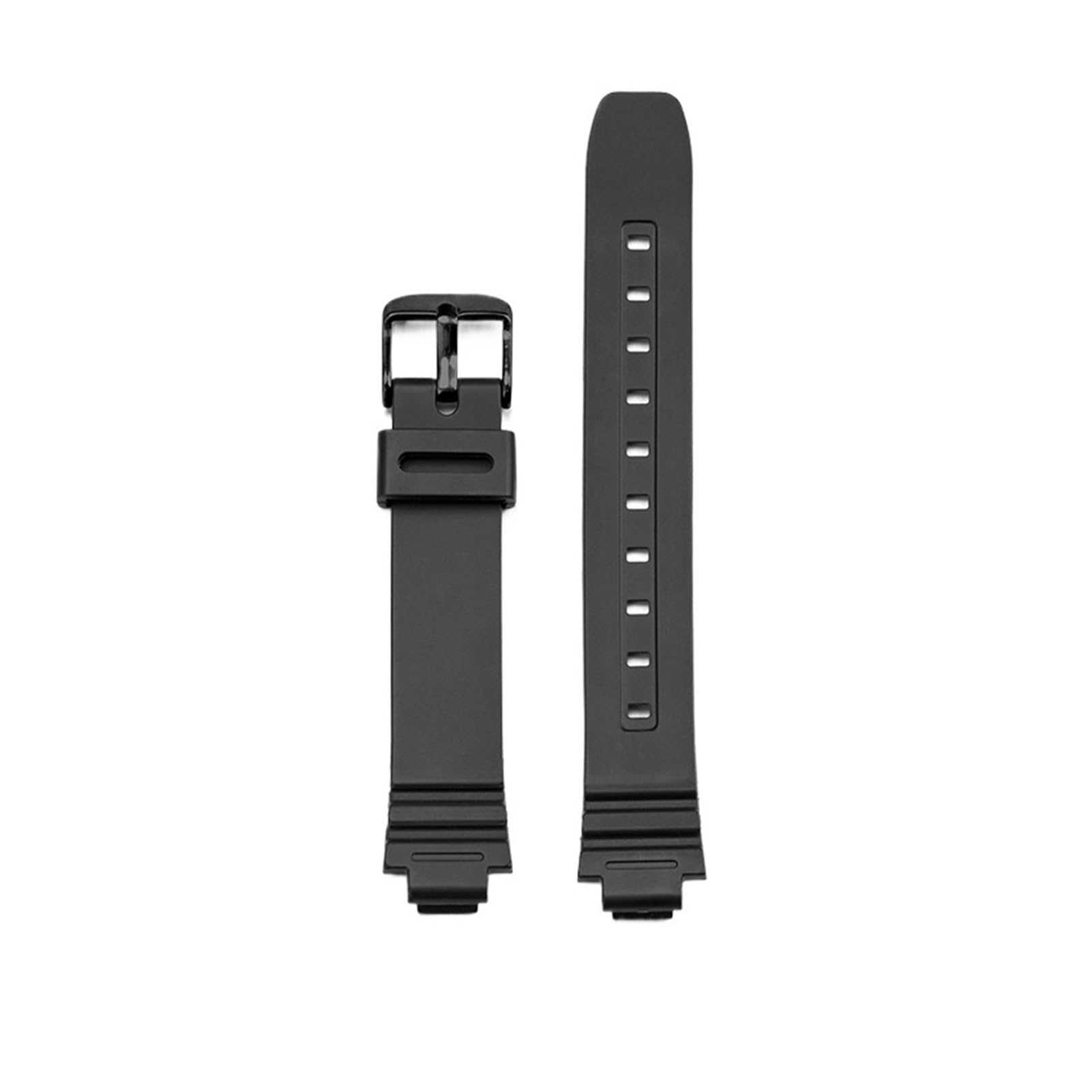 Bracelet de montre Casio LA-20WH en résine TPU noire for femme, étanche, silicone, acier inoxydable, boucle ardillon, 10 mm