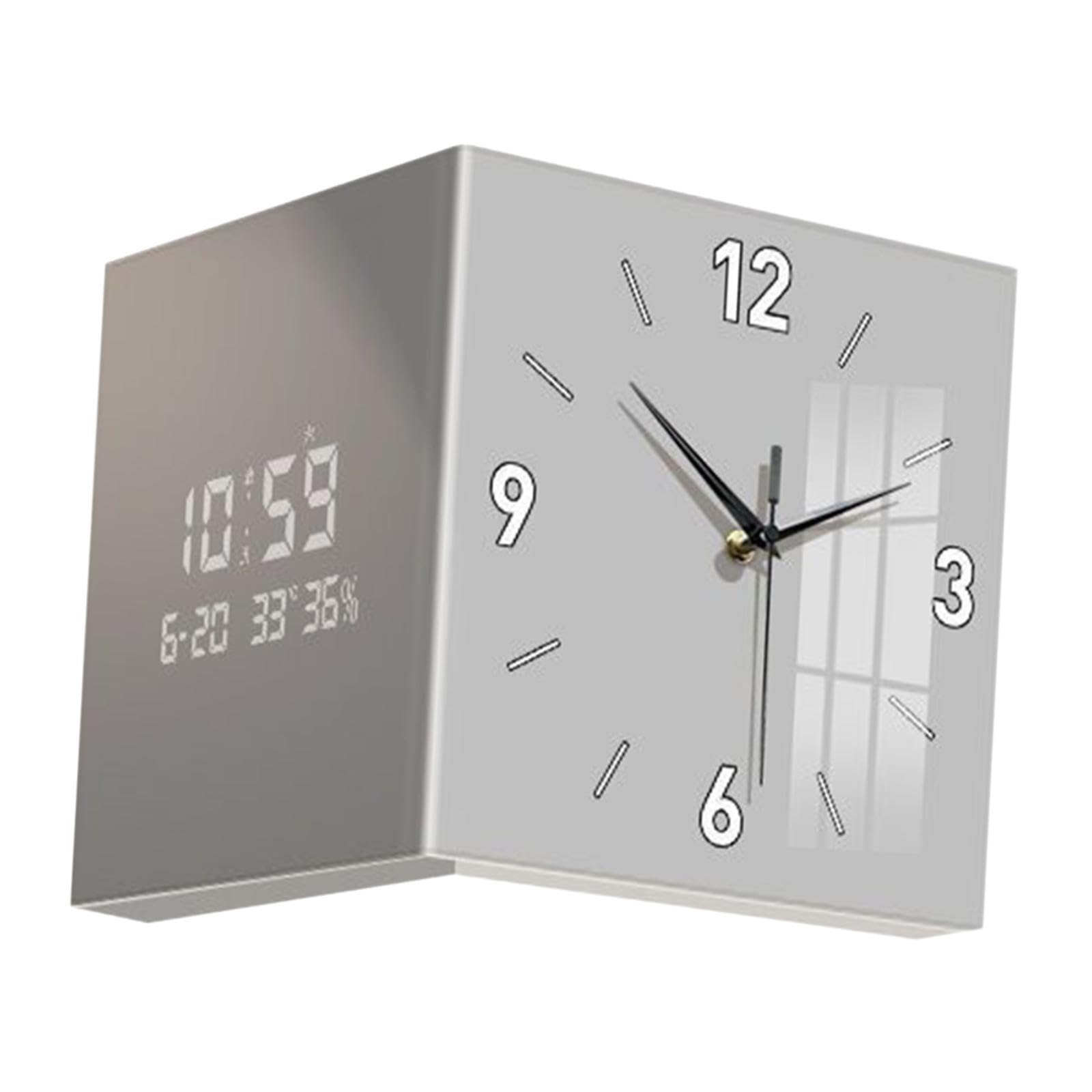 Orologio da Parete bifacciale angolare Attraente per Ufficio, Elegante, Che valorizza Qualsiasi Spazio con per Eleganza, Mentre L'Altro Lato Offre Schermo Digitale, Grigio, 30x30x30cm