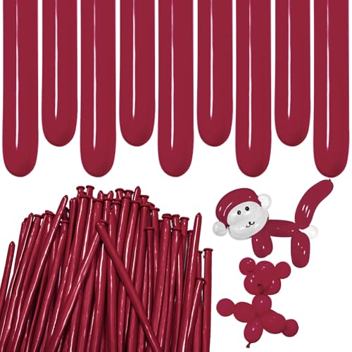 Image of Garnet Red Long Balloons Premium 260 Twisting Balloons Animals Magic for Birthday Kids Wedding Party Supply 100pcs