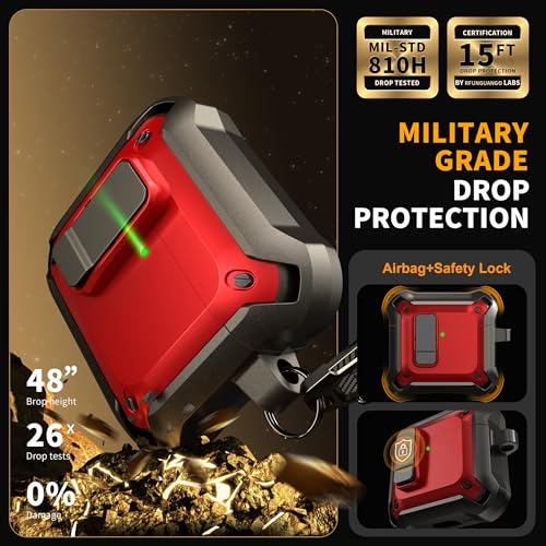 Image of RFUNGUANGO for AirPods 5 /4 Case (2026 /2024) with Lock, Red