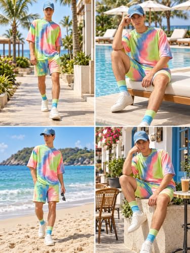 Image of Leriya Fashion Mens Rayon Printed Co-Ord Set, Multi, Medium