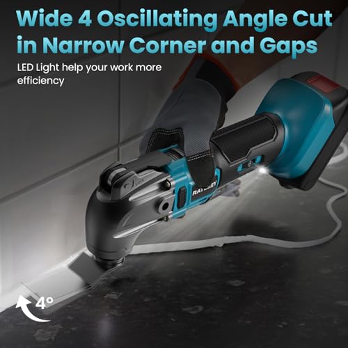 Cordless Oscillating Multi Tools with 1pcs 4000mAh Battery, Compatible with 18V LXT-Battery, 6 Speeds to 21000 OPM, 4°Angle, Quick-fit Blade with 21pcs Accessories for Cutting, Sanding, Scraping - Image 3