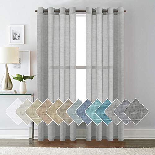 H.VERSAILTEX Elegant Natural Linen Sheer Curtains for Bedroom, Energy Saving Easy Care Privacy