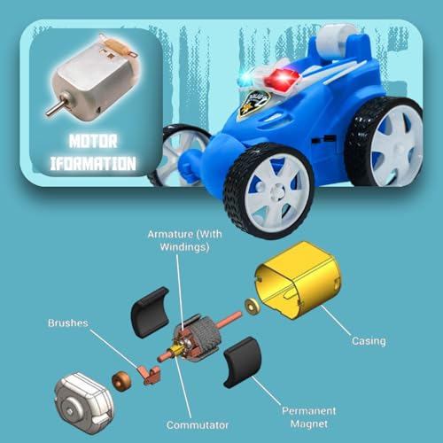 Image of Rechargeable Police RC Stunt Car for Kids | 360 Flip & Spin Remote Control Car with Siren, RGB Light Bar & Flashing Wheels | Toy Vehicle for Boys & Girls Ages 4-10 (368 - Police - Blue)