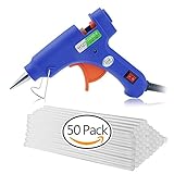 GiBot Mini Pistola De Silicona Con 50 piezas Barras de Silicona Pegamento Alta Temperatura Kit De Pistola De Pegamento Para Decoracin DIY Reparacin de bricolaje (20vatios, Azul)