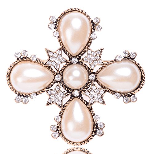 Fashion jewelry designer faux imitation pearl statement brooch pin for women (Star)