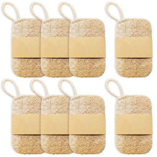 8 Estropajos Biodegradables de Luffa - Estropajo Ecologico Fibra de Coco Natural para Cocina