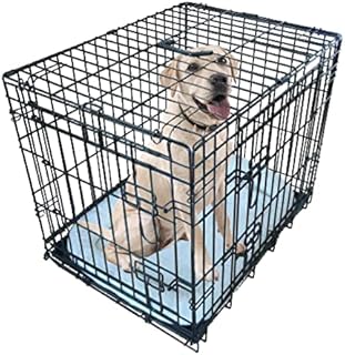 Ellie-Bo Dog Crate Dog Cage For Dogs from Small to Large, Foldable Puppy Crates with Cushion, Non-Chew Metal Removable Tray Silver Folding 2 Door Crate, Extra Large Size 42-inch(107cm) Black