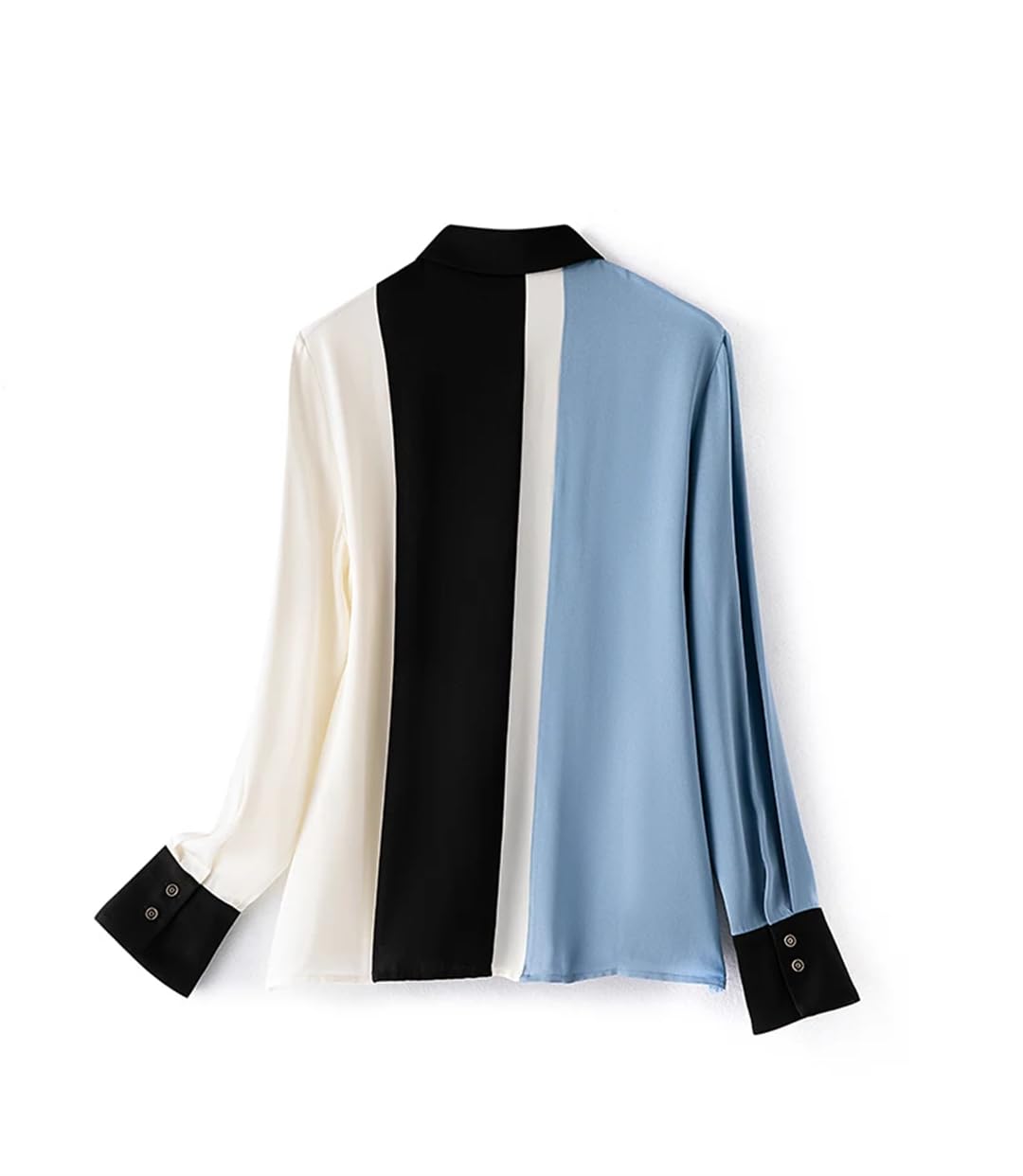 Disimlarl Camisas de seda de morera para mujer, con solapa, de manga larga, para oficina, con botones, camisas casuales