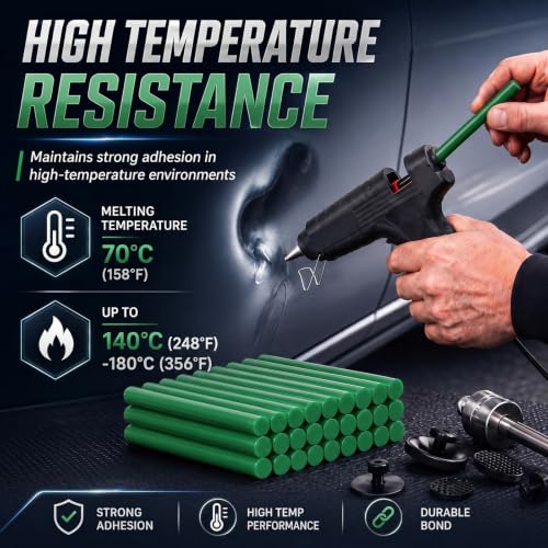 Image of CroBlissful 20 Pcs PDR Glue Sticks Hot Melt for Dent Repair,Green