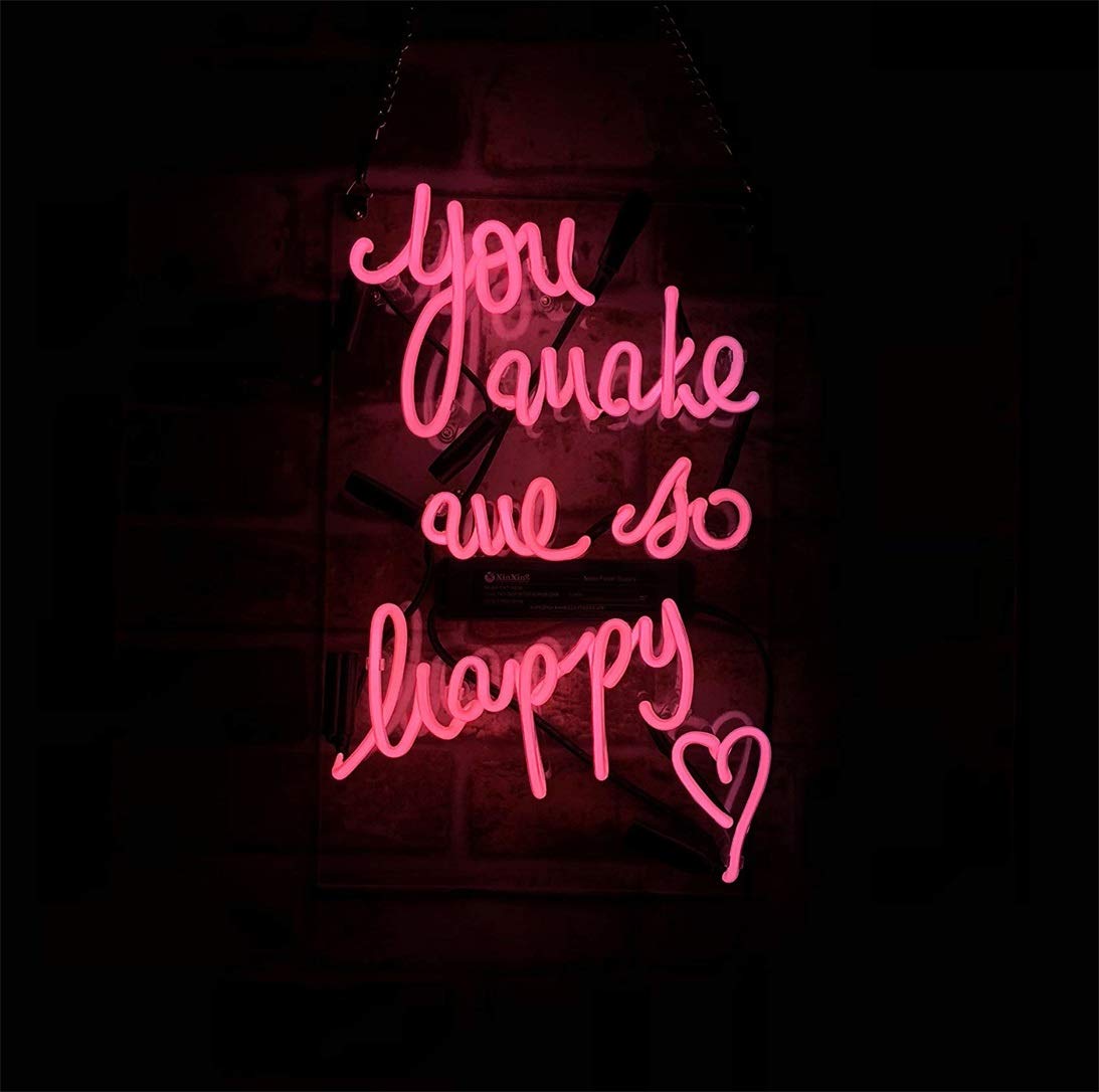 ネオン管 ギフト 省エネ 恋人 バー カフェ  インテリア 11*9 ピンク Amazon | ネオンサイン 『you make me so happy』 ネオン 管 広告用