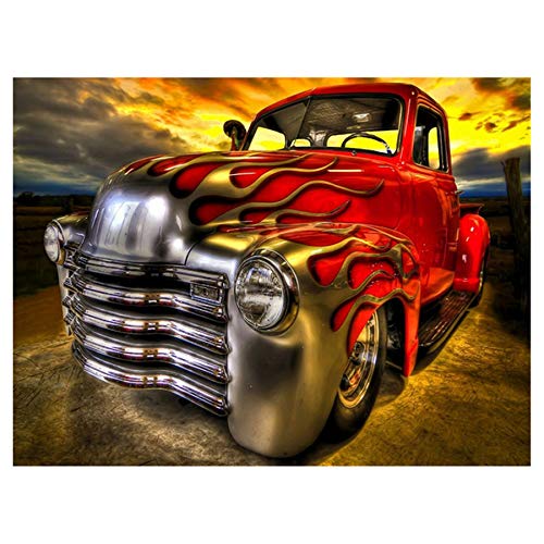 Broderie Diamant Kit Complet,Red car Diamond Painting 30x40cm,Point De Croix Broderie Diamond Painting Kits pour la décoration à la Maison/Salon/Chambre/Bureau