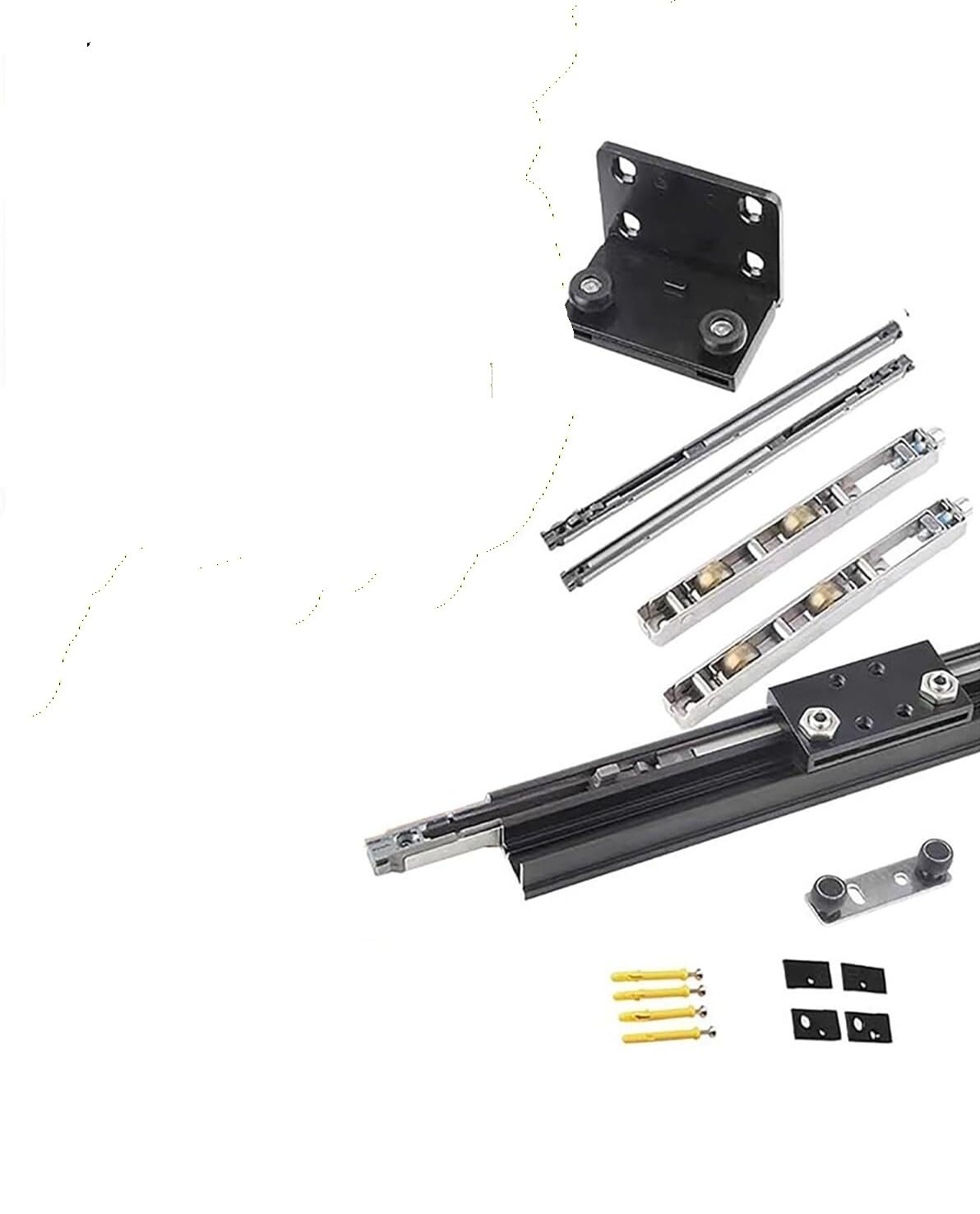 Unsichtbares Ghost-Türbeschläge-Set, 2-Wege-Soft-Close, versteckte Schiene, Schiebetürschiene, 1 Set(150cm)