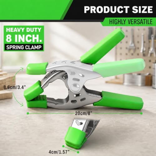 Image of 6-Piece 8-inch Heavy Duty Spring Clamp, Large Spring Clamps for Woodworking, Metal Clips 3.4-inch Jaw Opening Clamps for Backdrop, Pool Cover, Photography