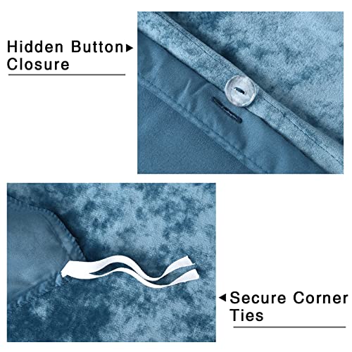 Caromio Velvet Bedding Set King Size - Luxury Flannel Duvet Cover Set With Button Closure, Color-Changing Comforter Cover For Home Decor, Greenish Blue #TOP4