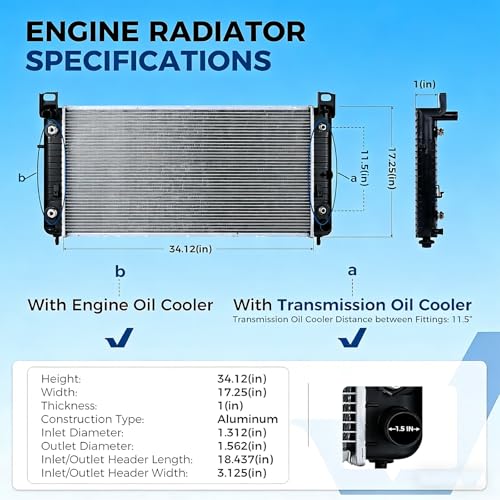 Image of 2370 Radiator for Cadillac Escalade 6.0 V8 2002-2006