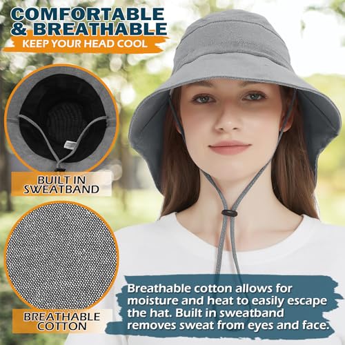 Sombrero de algodón para mujer con protección UV y ala ancha miniatura 5