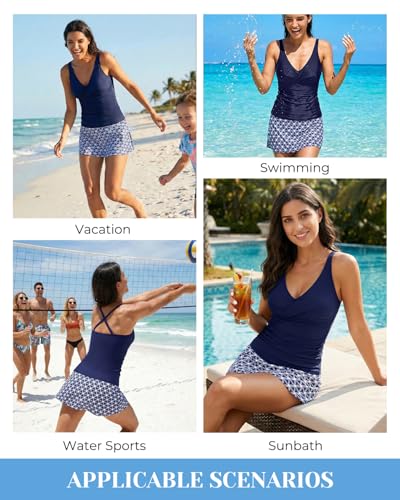 Image of Talisea Womens Tankini Bathing Suits with Skirt Two Piece Tummy Control Swimsuits Ladies Swimwear
