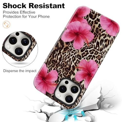Coque iPhone 15 Pro antichoc silicone rigide MagSafe motif floral rose