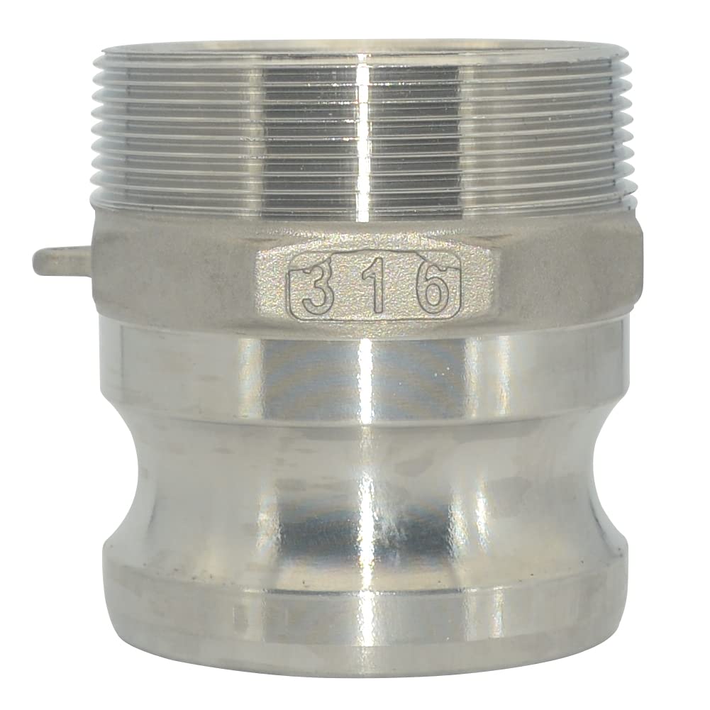Adaptador camlock macho de acero inoxidable 316 VARMHUS F para alta presión, 2-1/2"