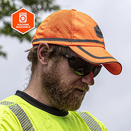Ergodyne Glowear 8930 High Vis Baseball Hat, Breathable Mesh Paneling, Reflective Trim For Enhanced Visibility,Orange #TOP5