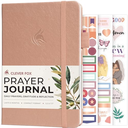 Clever Fox Prayer Journal – Daily Devotional & Gratitude Notebook – Religious Planner & Gods Book – Faith Based Gifts & Accessories (Rose Gold)