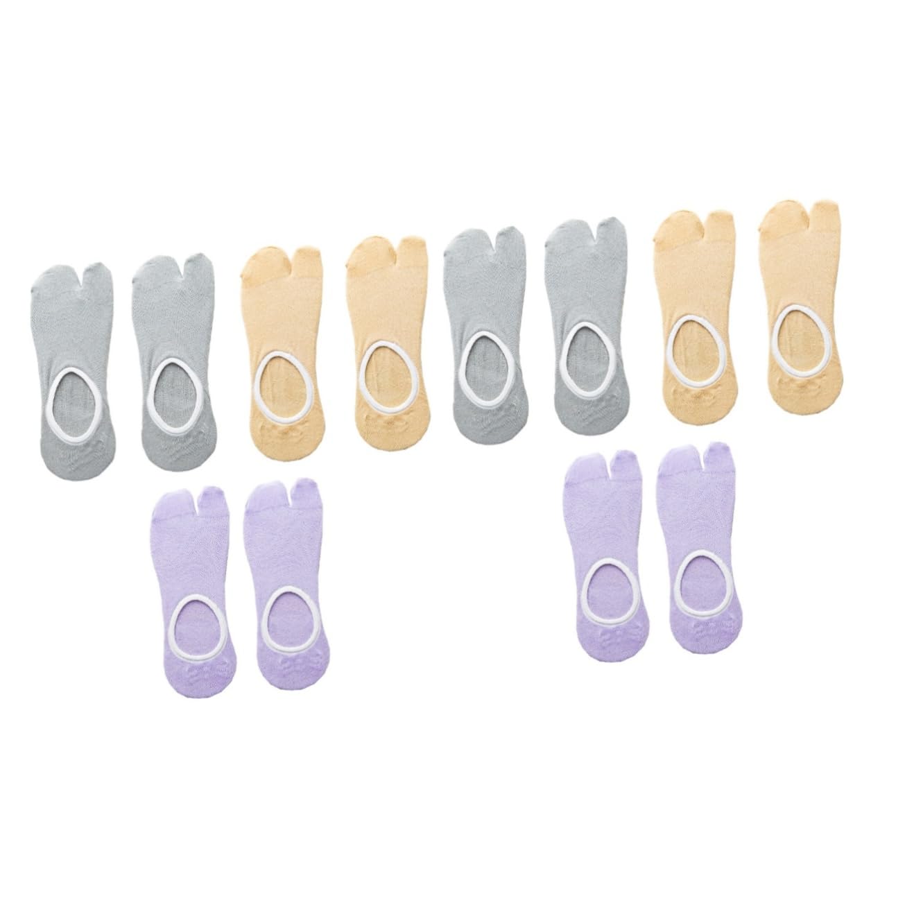 Holibanna 6pairs Breathable Two-toed Socks for Girls Lightweight Design -sliding Heel for Everyday Wear and Skin Tones