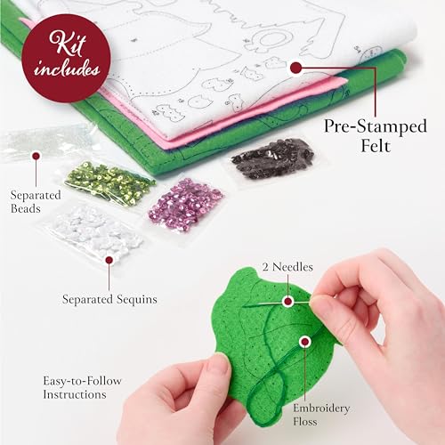Image of Bucilla, Felt Applique 4 Piece Ornament Making Kit, Floral Sugar Skulls, Perfect for DIY Arts and Crafts