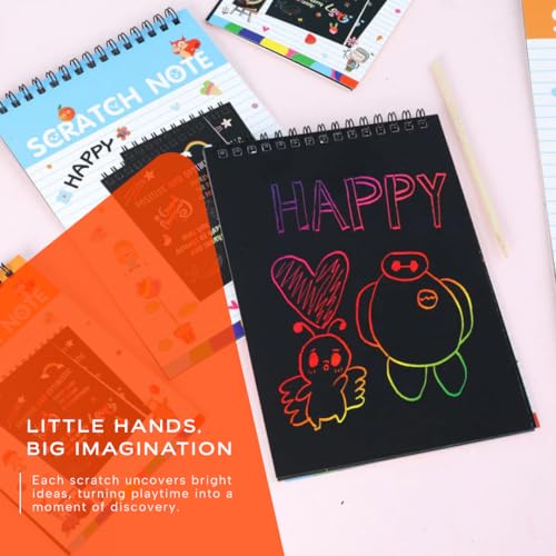 Image of Scratch Art Book for Kids Gifts for Birthday Magic Multicolor Scratch Book | Kids Birthday Return Gifts | Creative Art Craft Activity for Boys & Girls | Party Bulk Sets (Pack of 4)