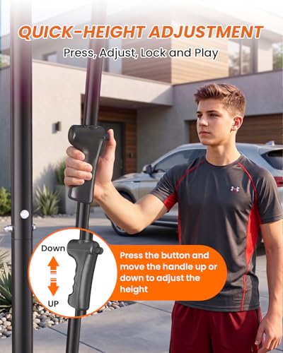 Image of IGL Kids Basketball Hoop Outdoor | 4-8.5ft Adjustable Height | 33 inch Shatterproof Backboard | Fillable Base & Extra Anchor | Portable Goal w /Wheels for Backyard Driveway