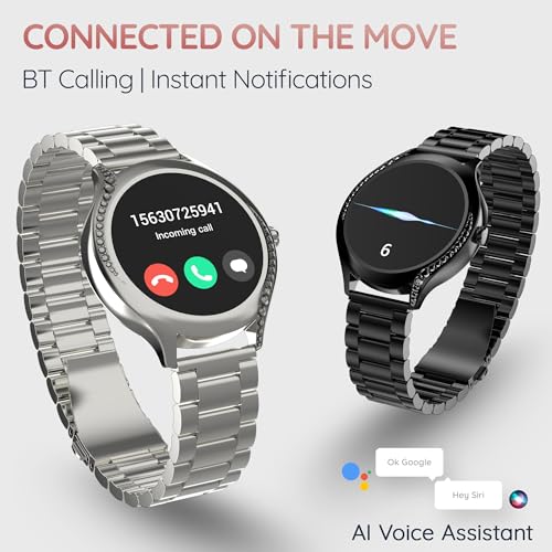 Image of Pebble Ritz 1.19 inch (3.02 cm) HD Display, BT Calling, Female Health, Heart Rate Monitoring, Zen Mode, Multiple Watch Faces, AI Voice Assitance, Multiple Sports Mode - Metal Silver