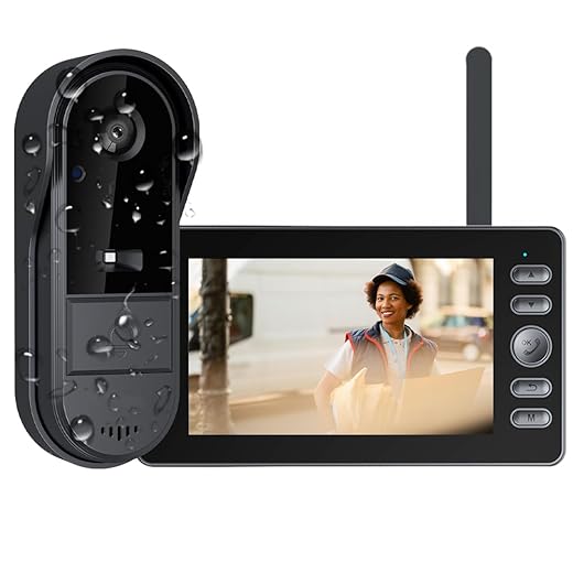 Doorbell Camera Wireless No Subscription 1080P, Waterproof Door Bell with Monitor Screen for Apartment, No App/Network Needed, Video Intercom 2-Way Talk & Recording, Night Vision,Timbre con Camara