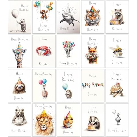 20 Eco-Friendly Birthday Cards with Envelopes Cover