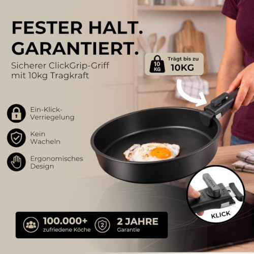 CuliStack® One Set 4-teilig, Stapelbar, Platzersparnis, Ofenfest, Abnehmbarer Griff, Für Induktion Geeignet, PFAS-frei… – Ansicht 6