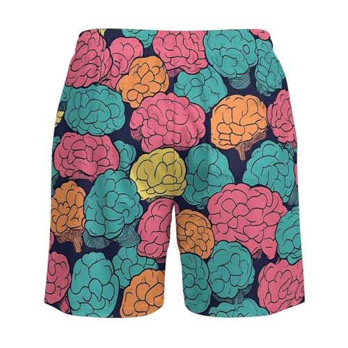 Brains Colorful Pattern Beach Shorts for Men Swim Trunks Quick Dry Swim Shorts with Compression Liner Pocket4