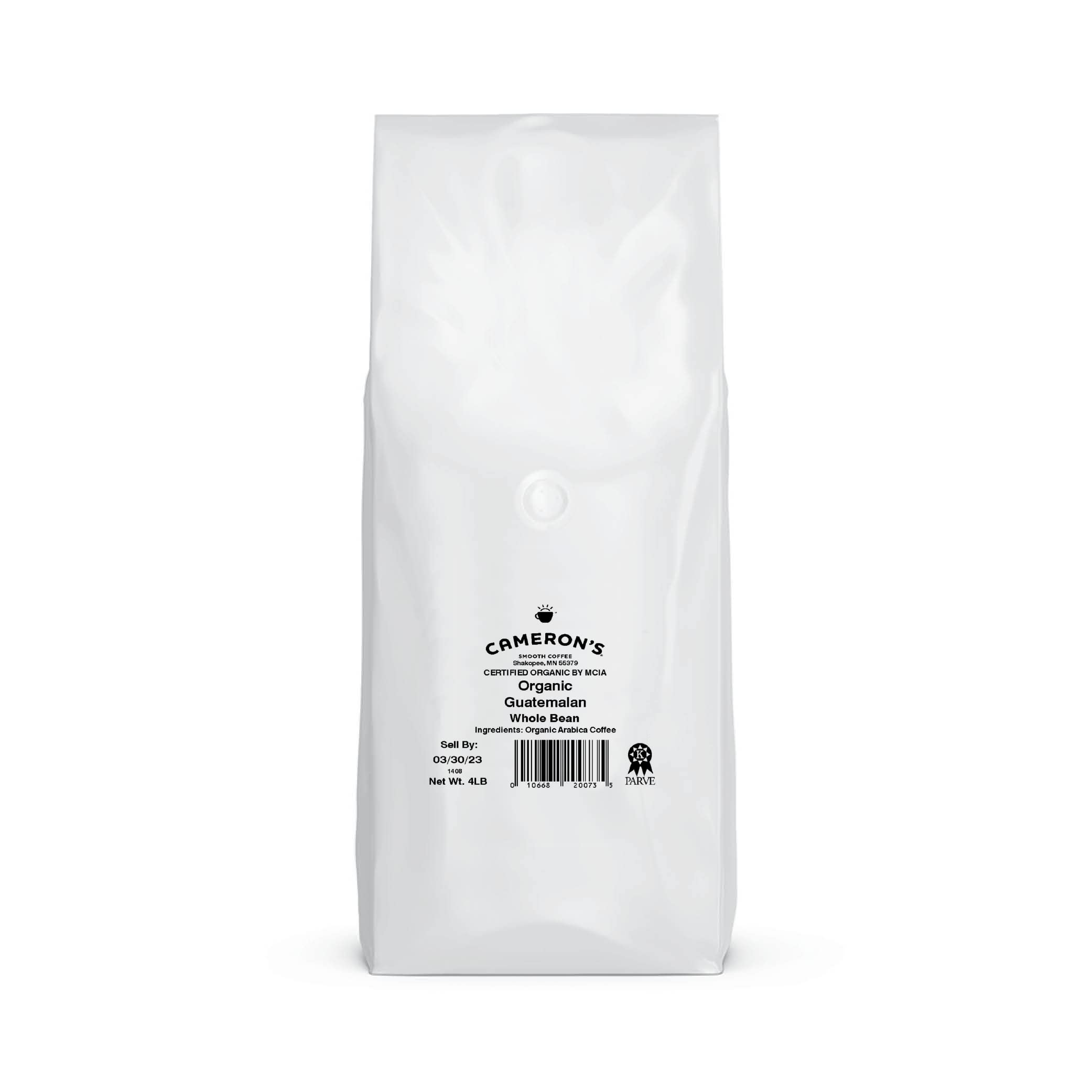 Cameron's Coffee Organiczna kawa pełnoziarnista Gwatemala, średnia palona, 100% arabika, luzem, worek 1,8 kg (1 opakowanie)