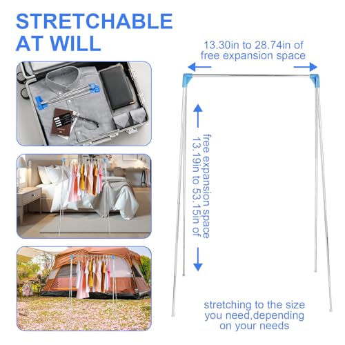 XTDMJ Tragbarer Wäscheständer, faltbar, 33–71,1 cm, tragbarer Reise-Kleiderständer, zusammenklappbare Kleiderstange, Kleiderständer für Zuhause, Wäsche, Camping, Reisen, Outdoor