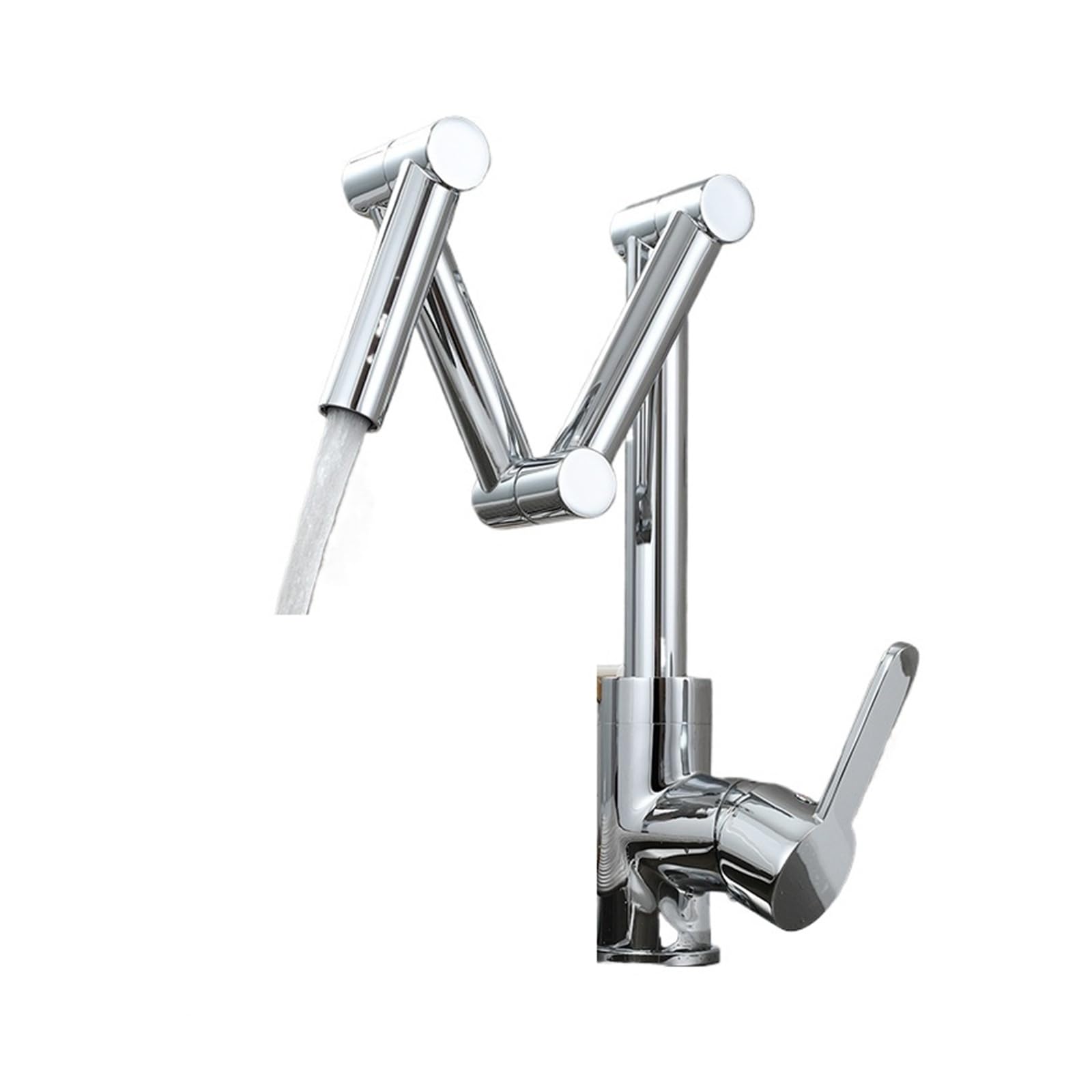 ZQFHSX Pot Filler Faucet Deck Mounted Three-Section Extension Folding Kitchen Tap Triple Joint Swing Arm for Hot and Cold Most Scenarios(1 Function Chrome)